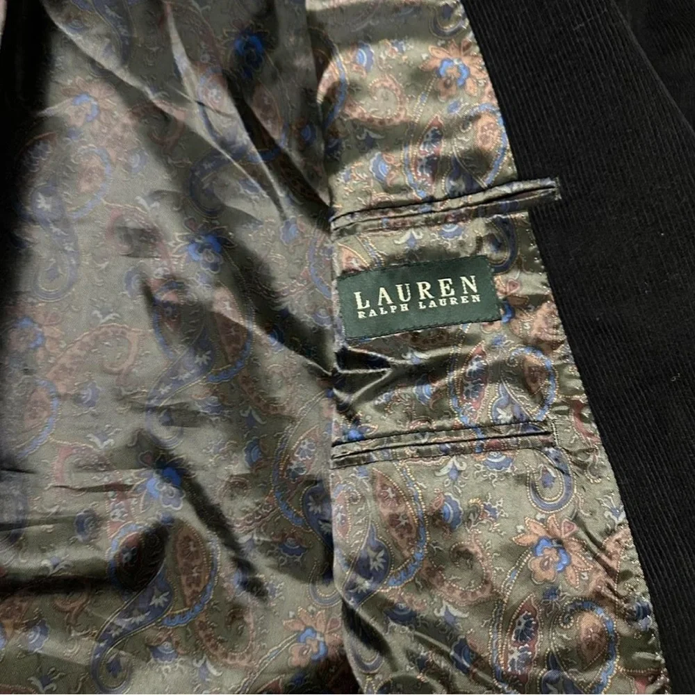 Polo Ralph Lauren Black Corduroy Blazer Jacket Paisley Lining